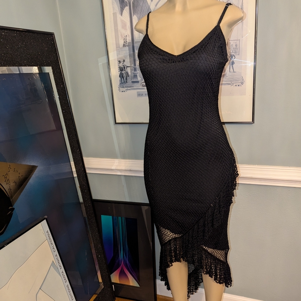 Cache Y2K crochet ruffle dress